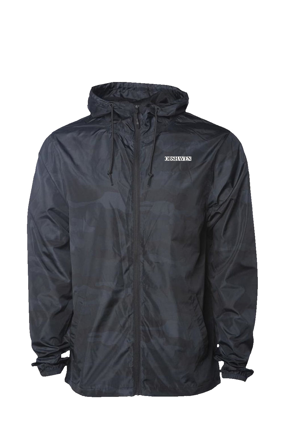 Black Camo Water Resistant Windbreaker