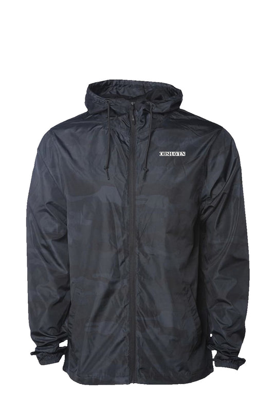 Black Camo Water Resistant Windbreaker
