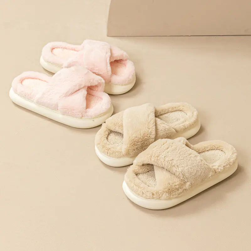 Cross Fluffy Slippers