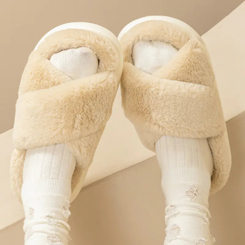 Cross Fluffy Slippers