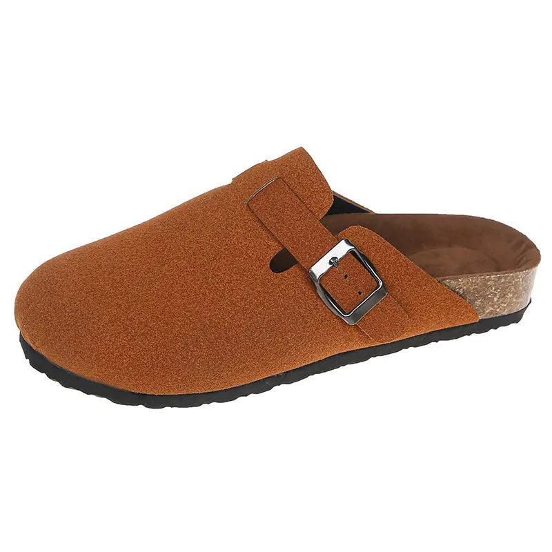 Casual Suede Leather Toe Slippers