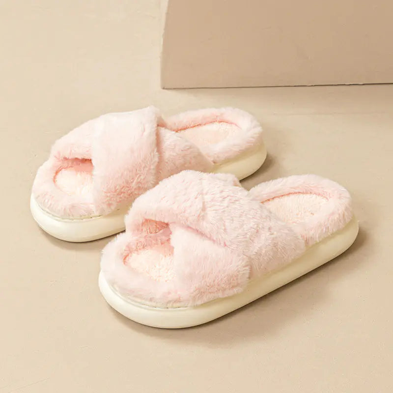 Cross Fluffy Slippers