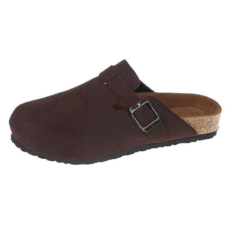 Casual Suede Leather Toe Slippers