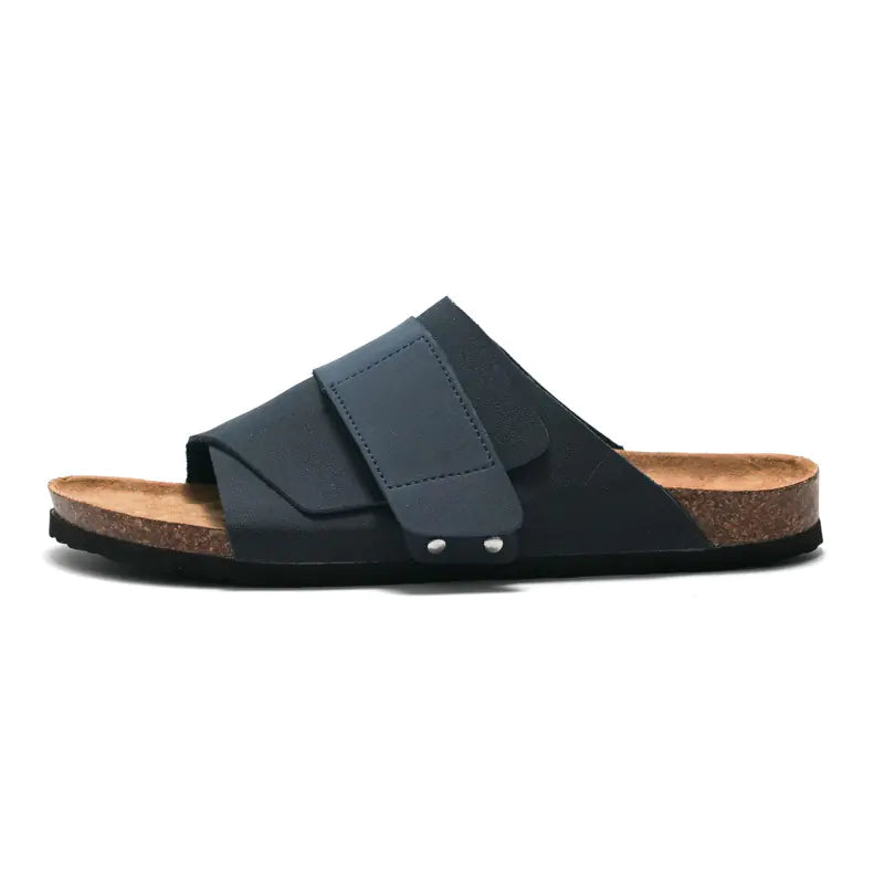 Couple Cork Sandals with Leather Surface