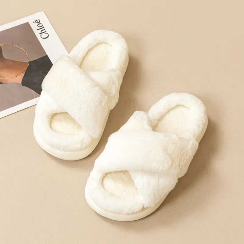 Cross Fluffy Slippers