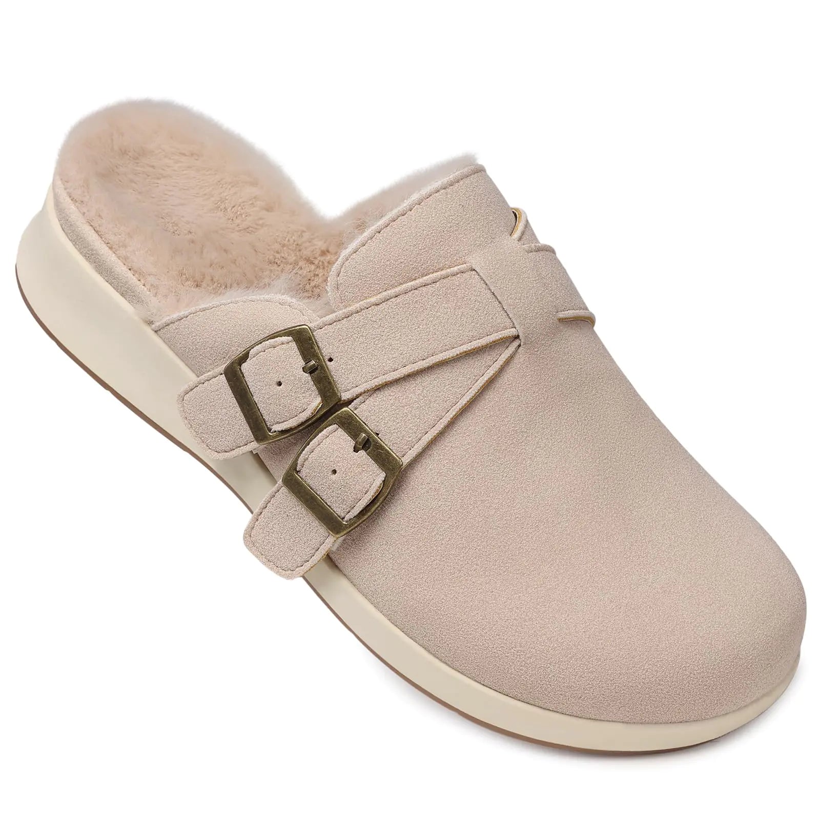 Suede Clogs : Fuzzy Faux Fur