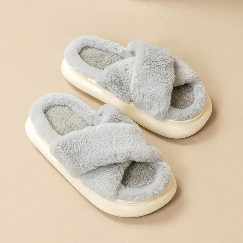 Cross Fluffy Slippers