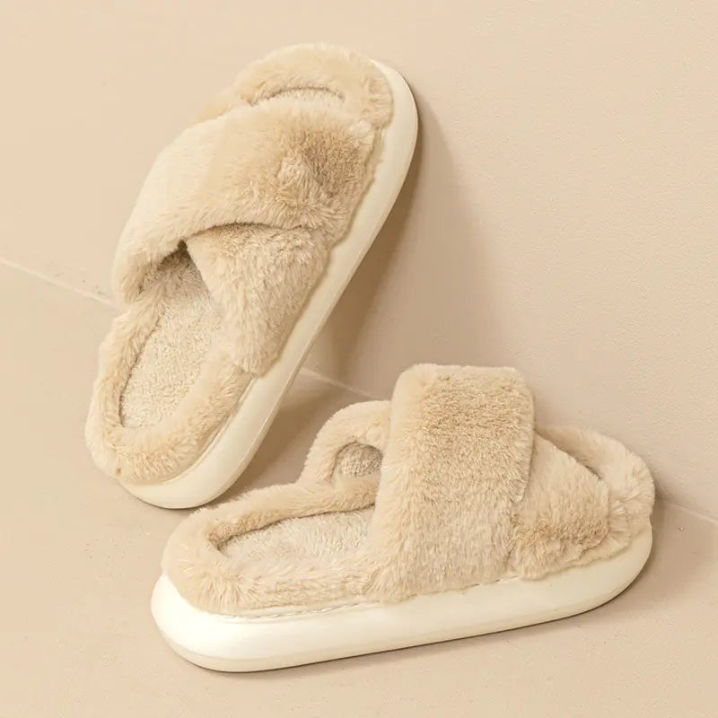 Cross Fluffy Slippers