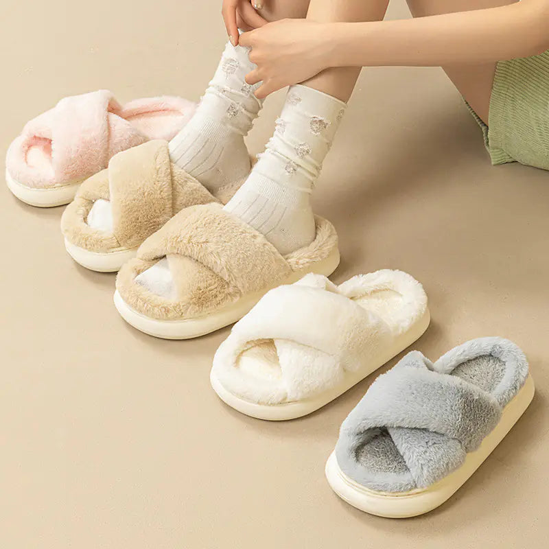 Cross Fluffy Slippers